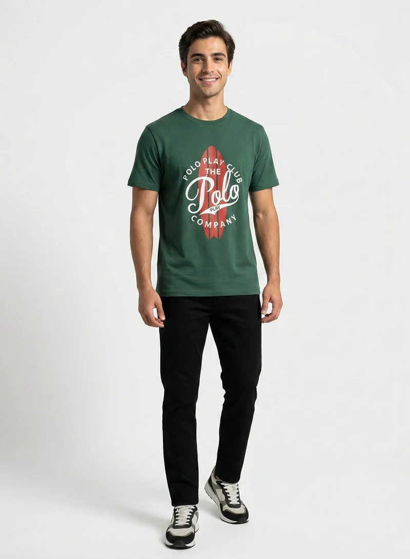 لعب البولو تيشيرت مطبوع للأولاد - أخضر